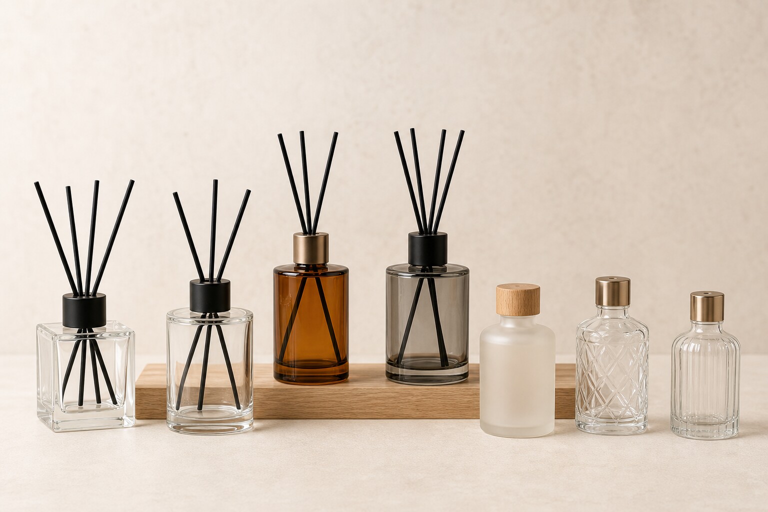 Reed diffuser glass bottle lineup