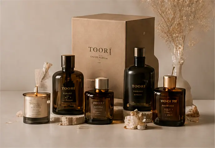Complete coordinated packaging system for home fragrance products