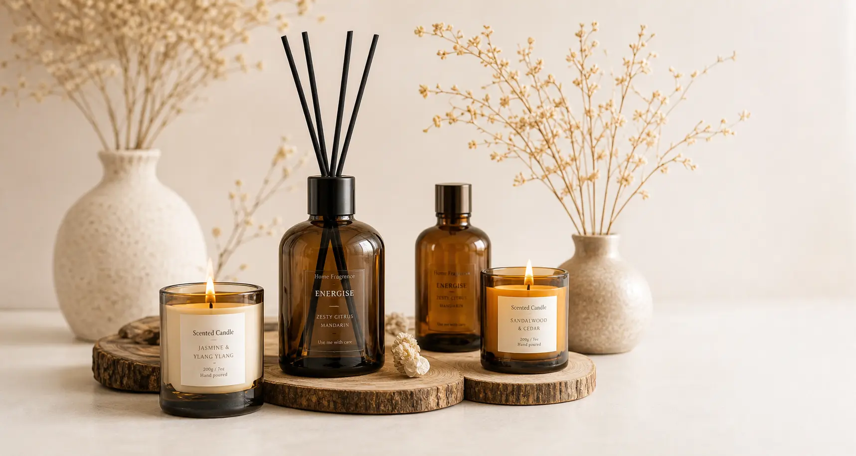 Coordinated home fragrance packaging collection